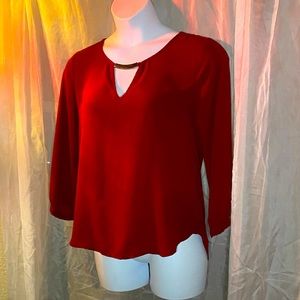 “Lily White” Red Silk Blouse w/ Back Droop Feature